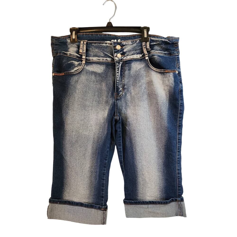 D&B DEEP BLUE Rolled Cuff Denim Shorts Jorts Size 22